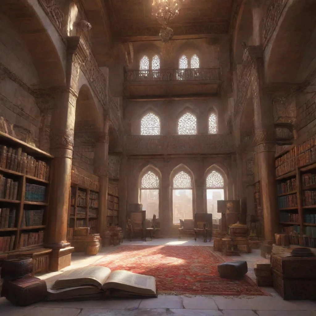 a wide library with arabic books confident engaging wow artstation art 3
