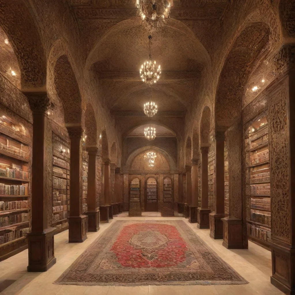 ai a wide library with arabic books good looking trending fantastic 1