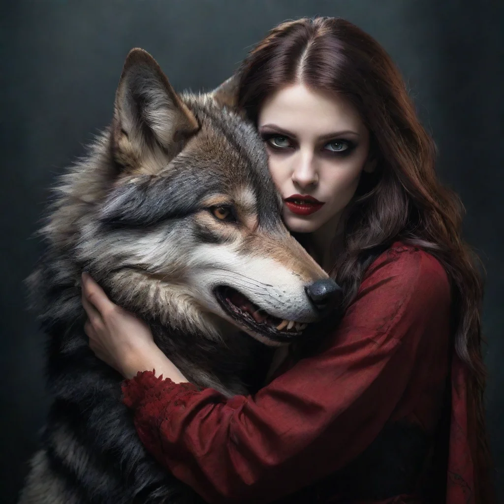 a wolf hugging a vampire amazing awesome portrait 2
