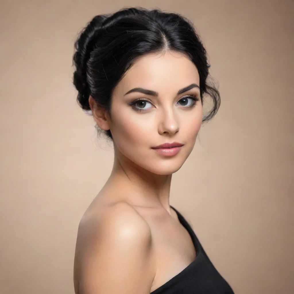 ai a woman in black has her hair pulled backin the style of simple and elegant stylekarencoreferrania p30celebrity image ma