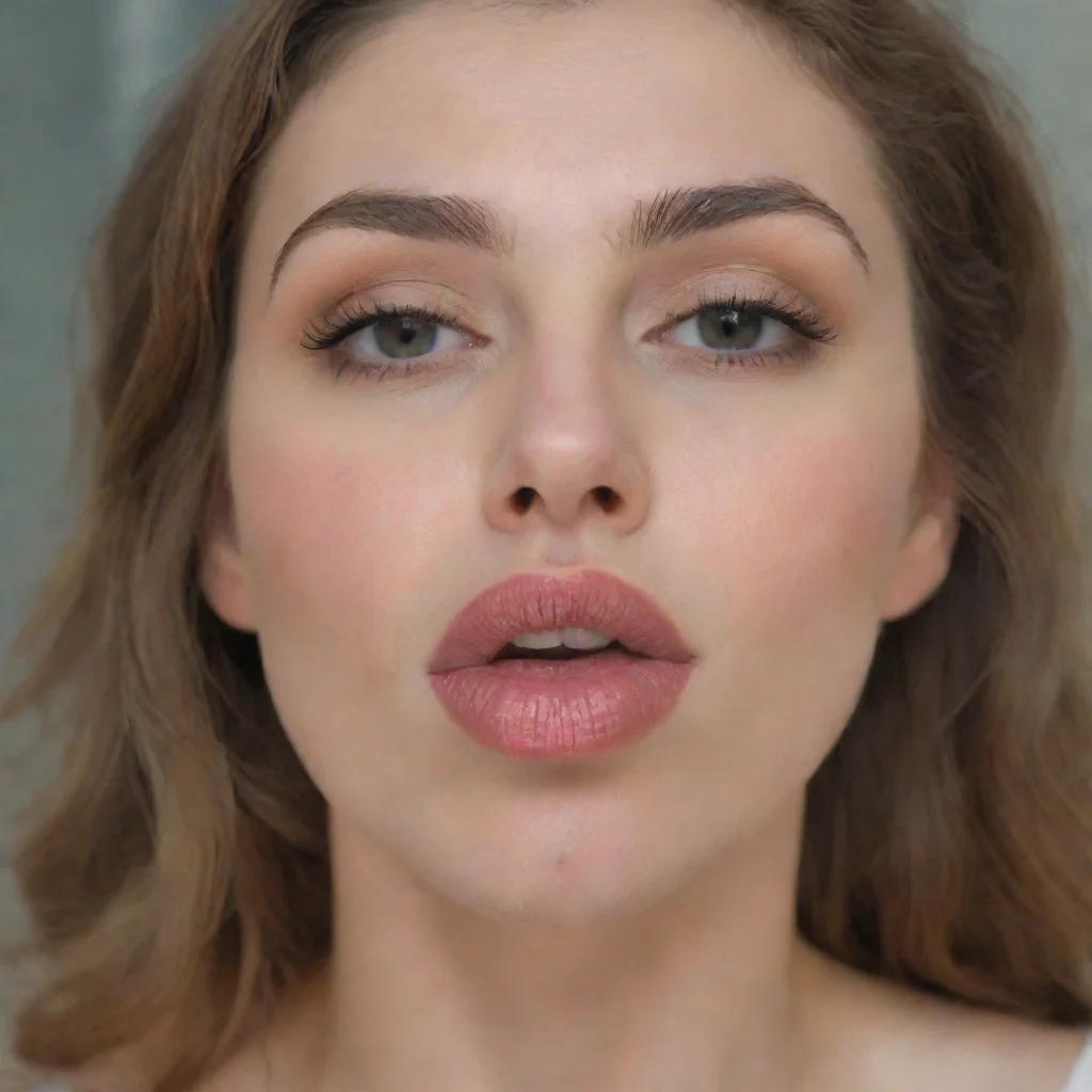  a woman kisses the camera 