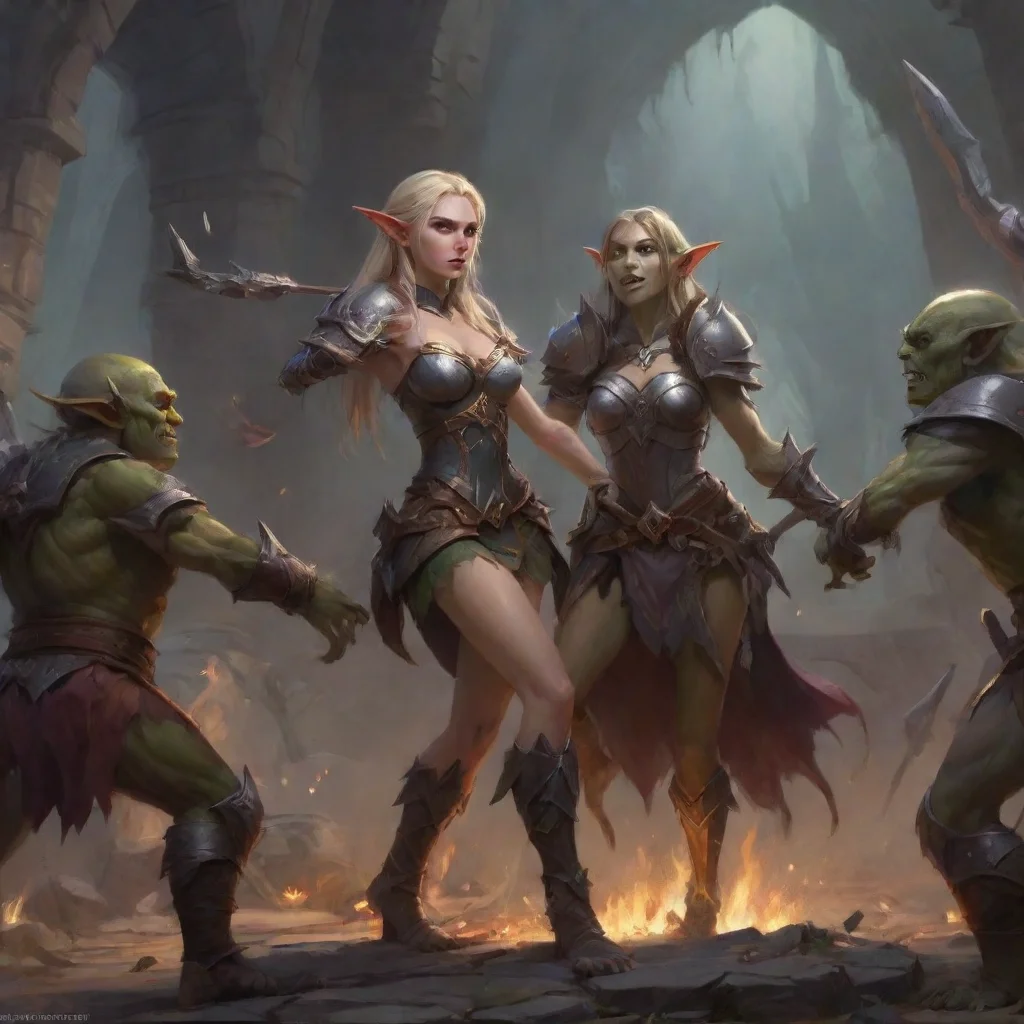 a wounded elf princess surrenders to three goblin warriorsconfident engaging wow artstation art 3