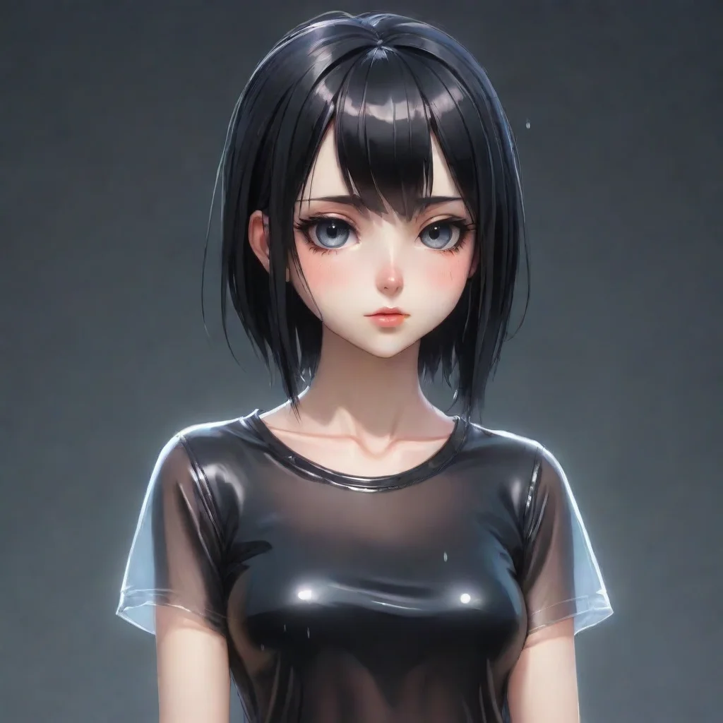 ai adorable anime goth woman wearing a wet transparent t shirt confident engaging wow artstation art 3