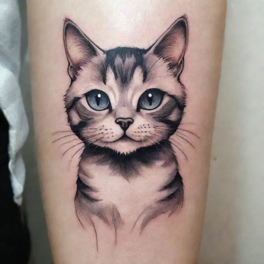 ai adorable cat with dark lines for a tattoo amazing awesome portrait 2