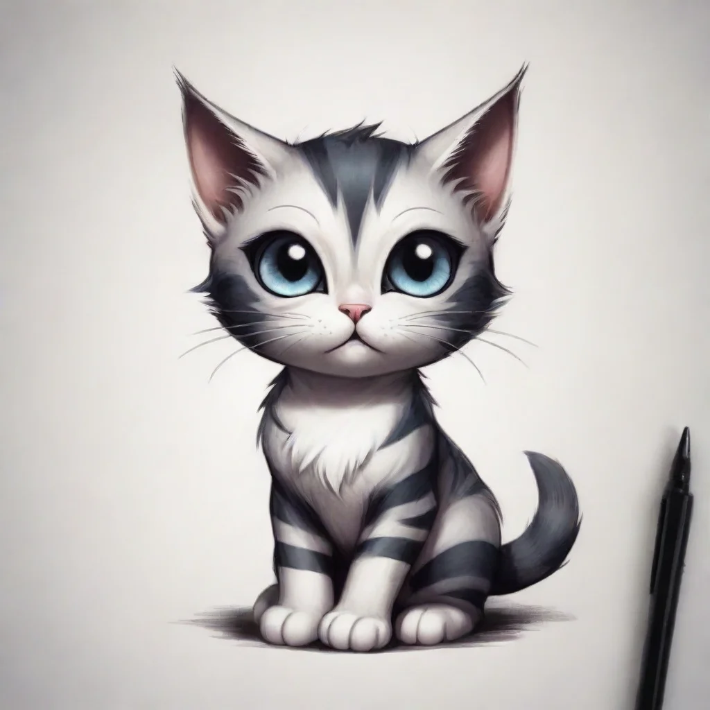 ai adorable cat with dark lines for a tattoo confident engaging wow artstation art 3
