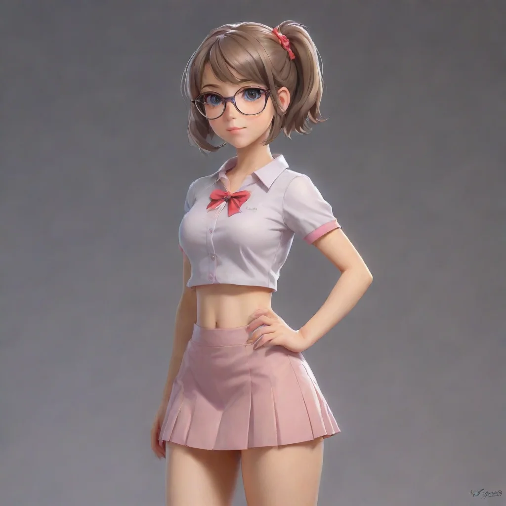 ai adorable nerdy anime woman in an extremely short miniskirt confident engaging wow artstation art 3