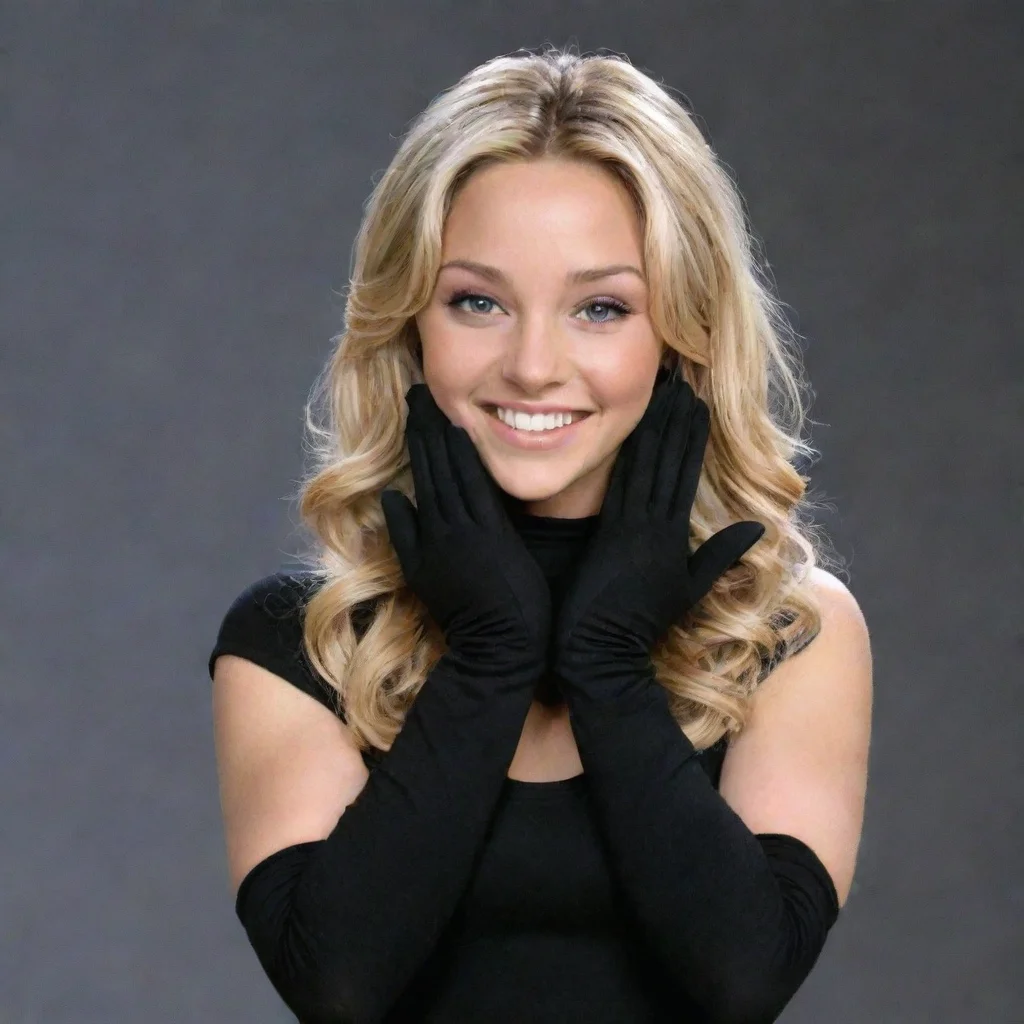amanda bynes from the amanda showsmiling with black gloves and gun 