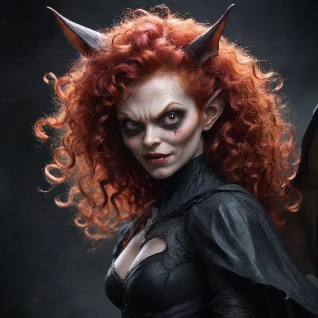 ai amazing a bat demon with red curly hairawesome portrait 2 tall