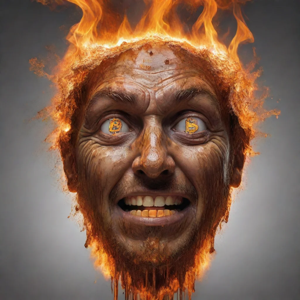 ai amazing a blazing bitcoin melting faces awesome portrait 2 wide