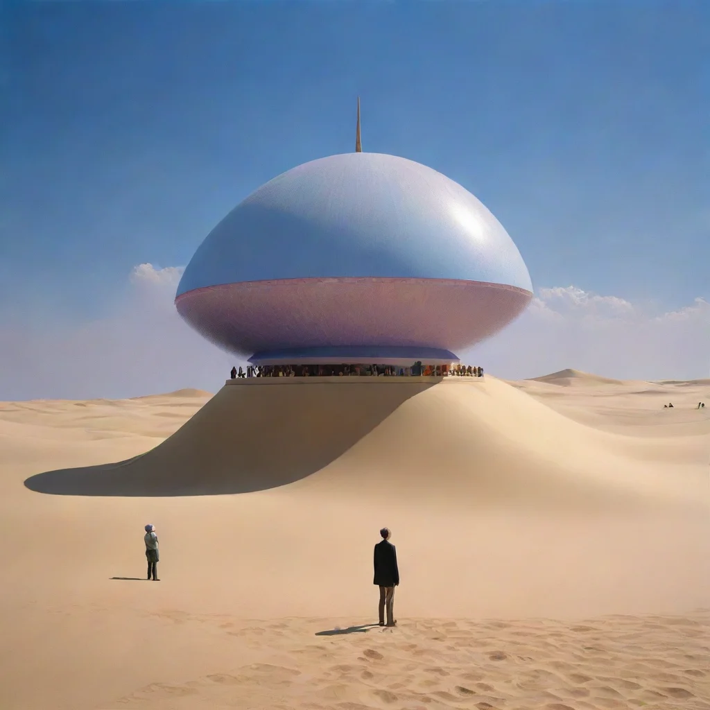ai amazing a couple of people that are standing in the sandrenlalouxinspired by hiroshi nagaiinterconnected human lifeforms