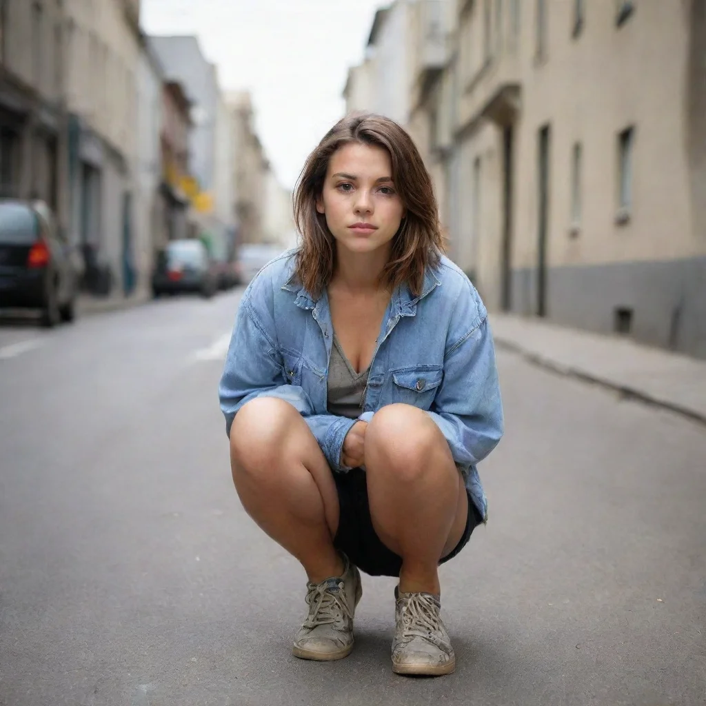  amazing a female crouch on streetawesome portrait 2