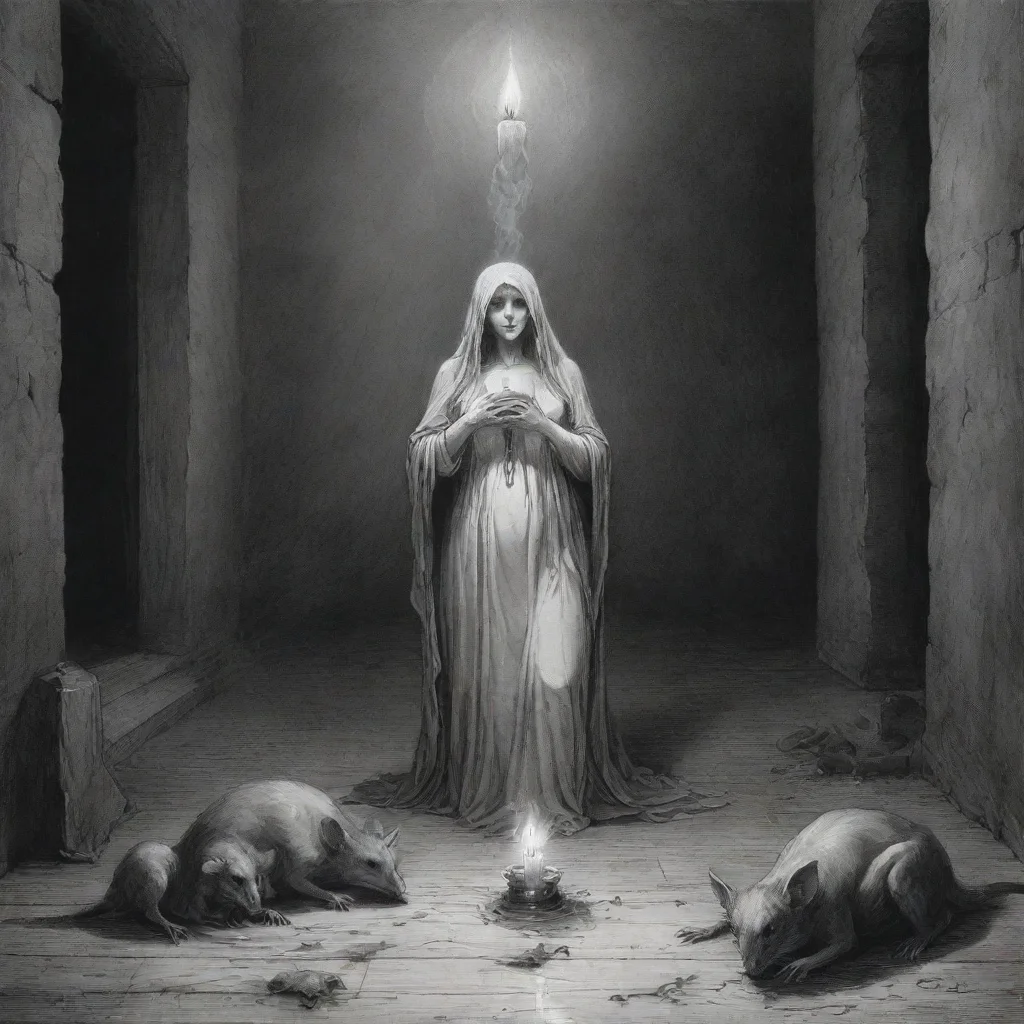 ai amazing a ghost face pregnant womancandlescary rats on the floorhorror sceneink drawingin style of gustave doreawesome p