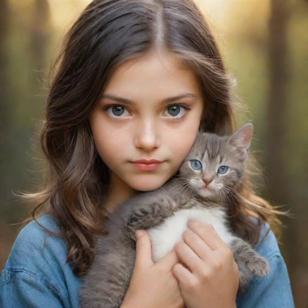 ai amazing a girl holding a kitten awesome portrait 2