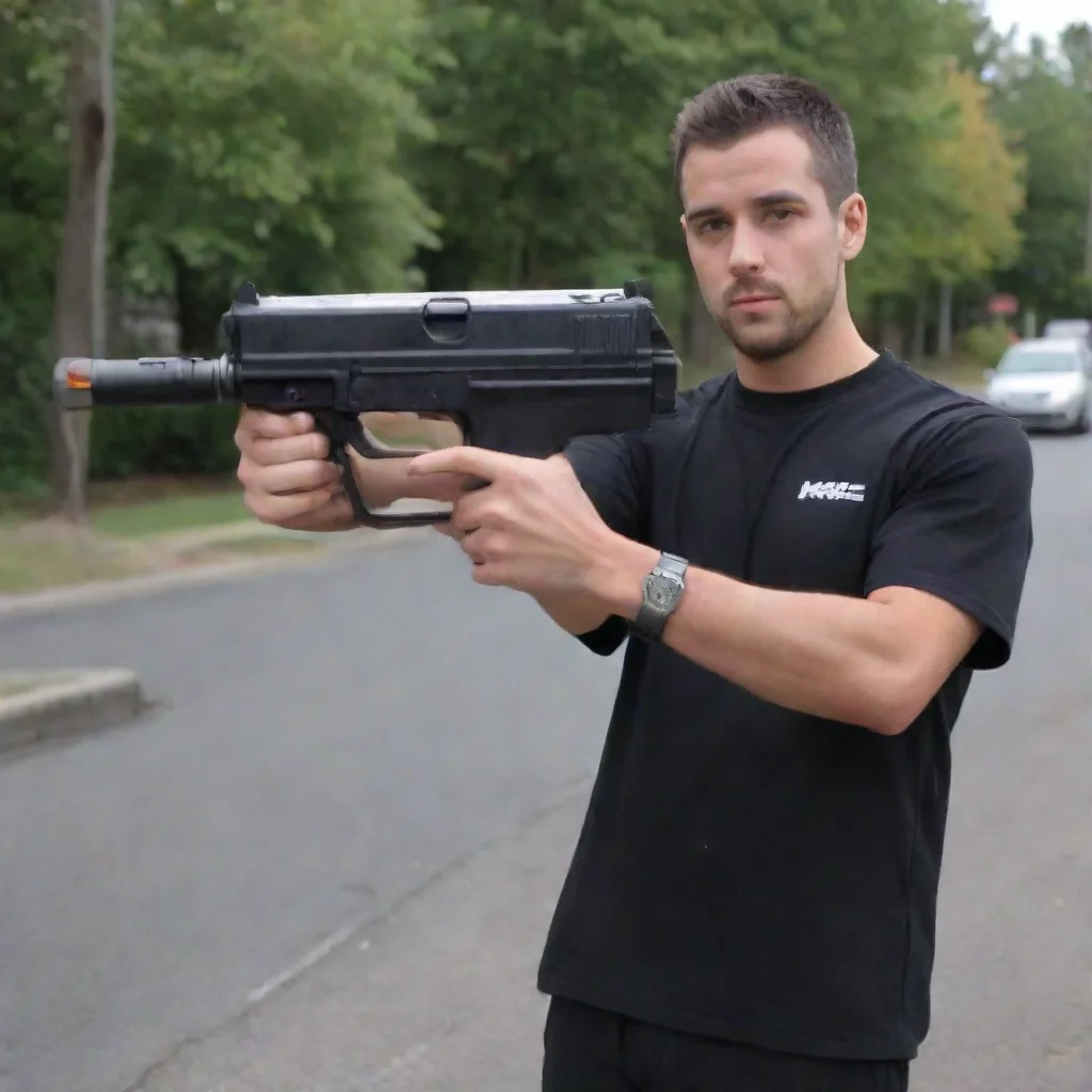 ai amazing a guy shooting 2 mac 10s in a drive by awesome portrait 2