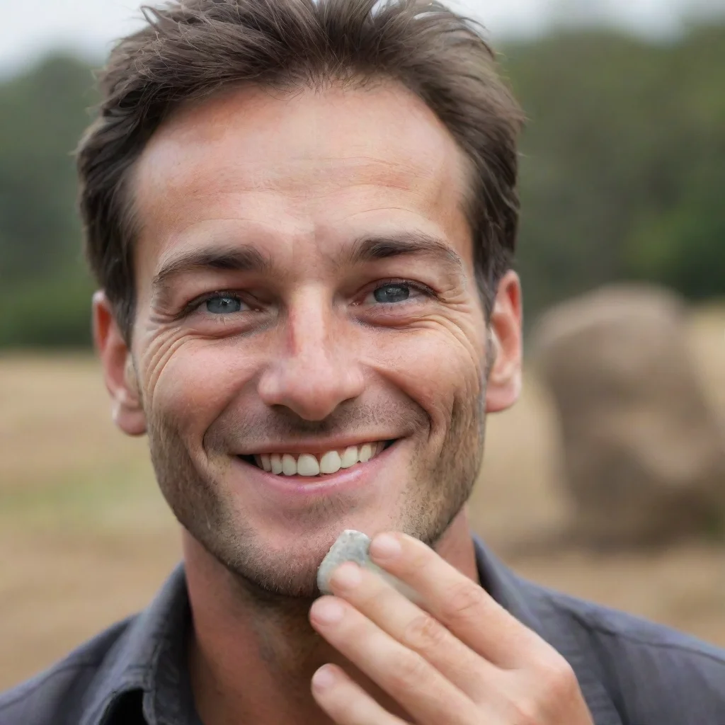 ai amazing a man with a smile throws a stone in his eyes awesome portrait 2