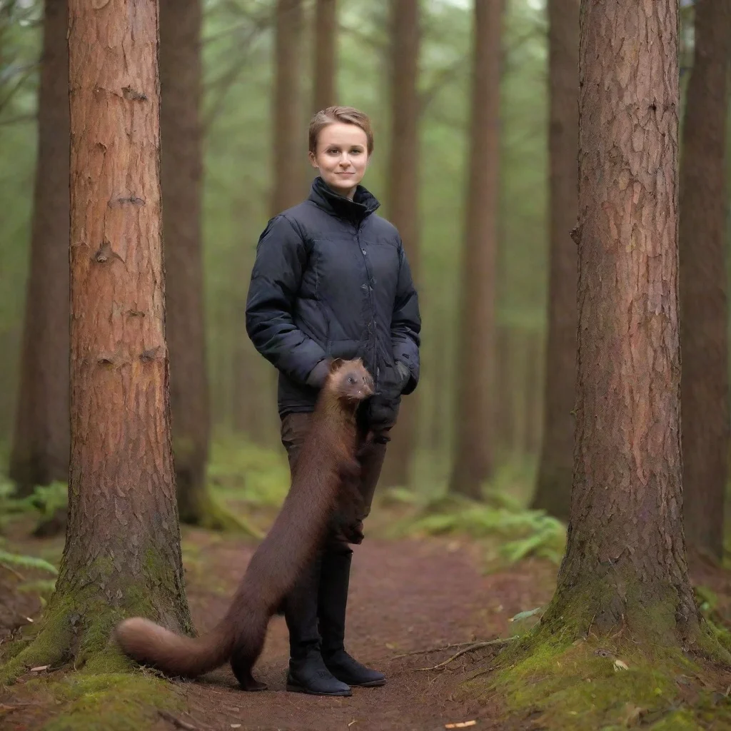 amazing a person standing with a giant pine marten awesome portrait 2