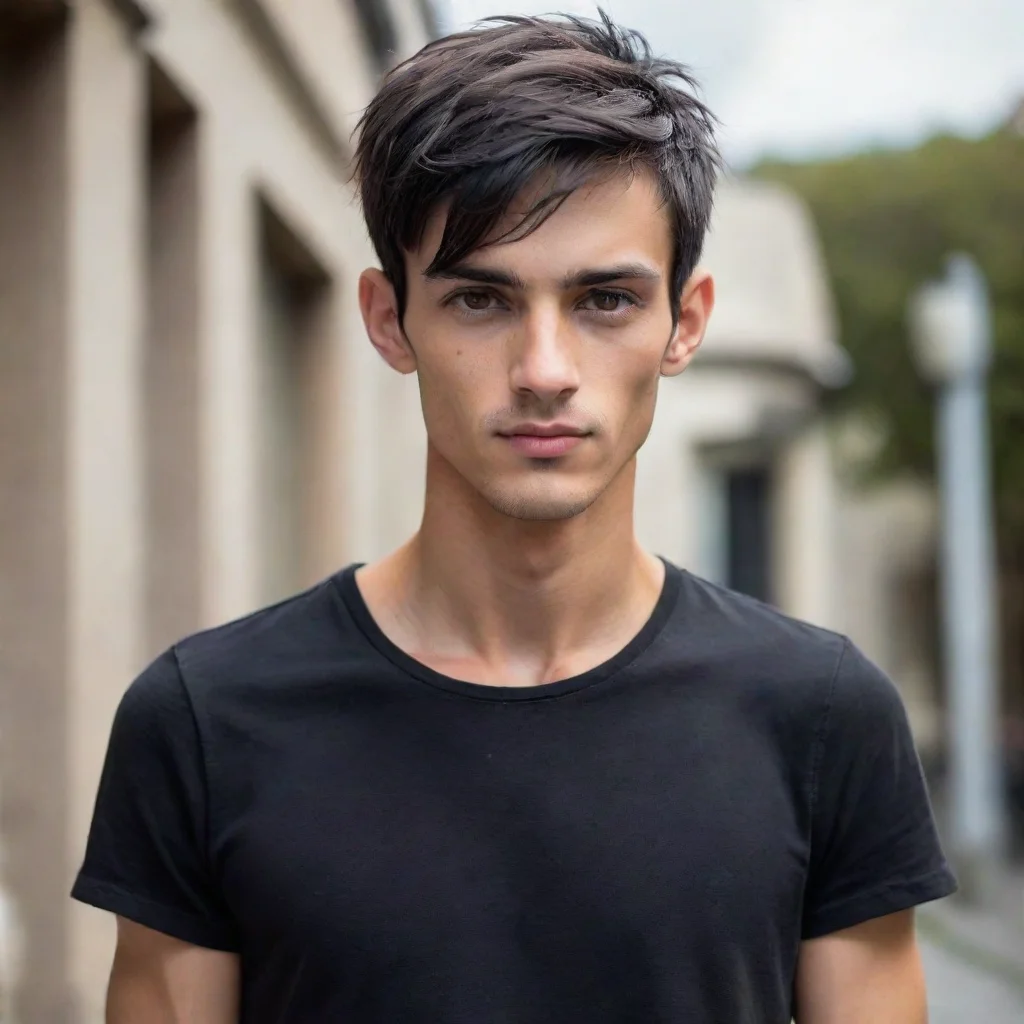ai amazing a portrait of a slim and skinny malethinslenderleanvery manly and handsome faceshort hairblack hairshort black h