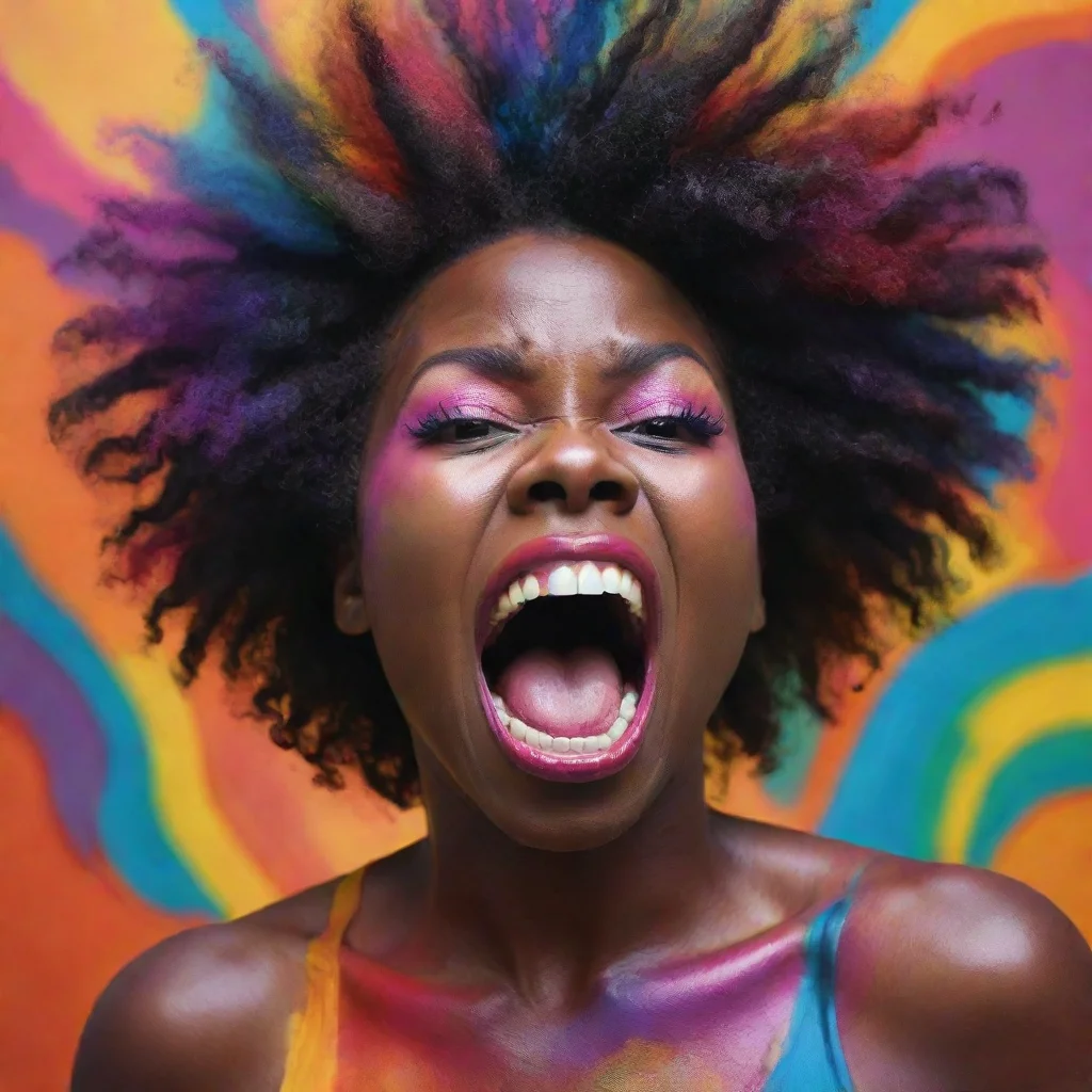 amazing a screaming black woman in a vast of coloursawesome portrait 2