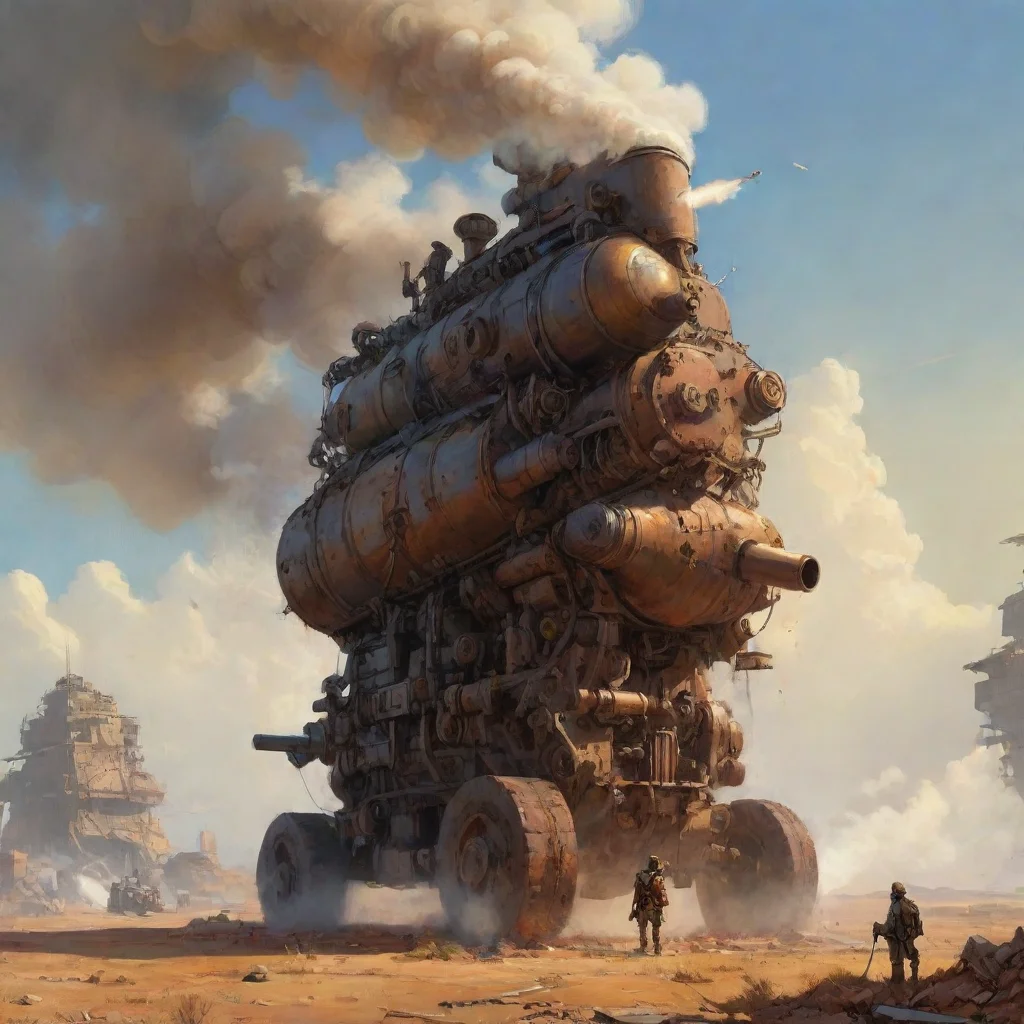 ai amazing a smoking cannon designed by george lucas on a battlefield moebius ghibli ian mcque wallpaper awesome portrait 2