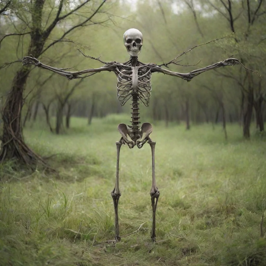 ai amazing a surreal scene where a humanoid figure made of intertwined branches and twigs stands in the middle of a serene 