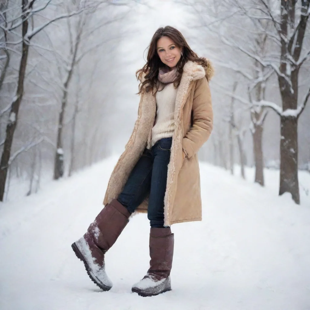 amazing a woman takes off her tall snow boots awesome portrait 2