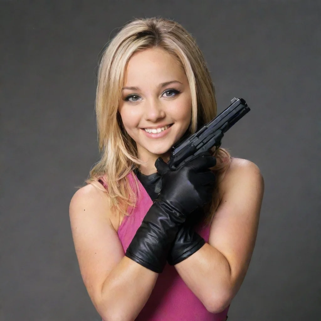  amazing amanda bynes from the amanda showsmiling with black gloves and gunawesome portrait 2