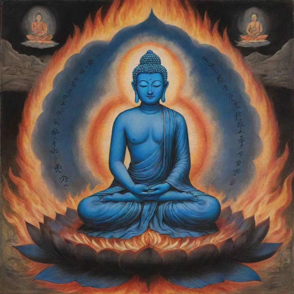 ai amazing an image in ancient tibetan buddhist style on paper like the illustrations of the sutras of a templean elderly b