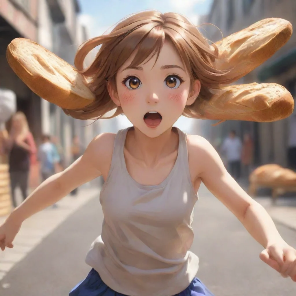 ai amazing anime girl running with bread in mouth awesome portrait 2