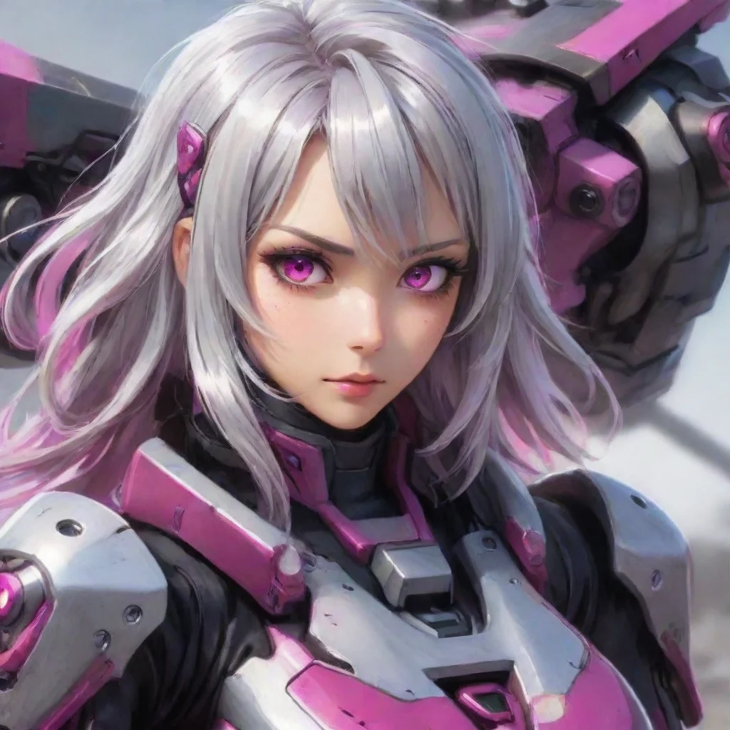 ai amazing anime girl silver hair magenta eyes mecha pilot warzone awesome portrait 2