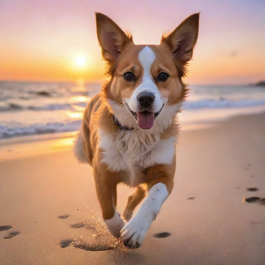 ai amazing animedogballbeachrunningsunset awesome portrait 2