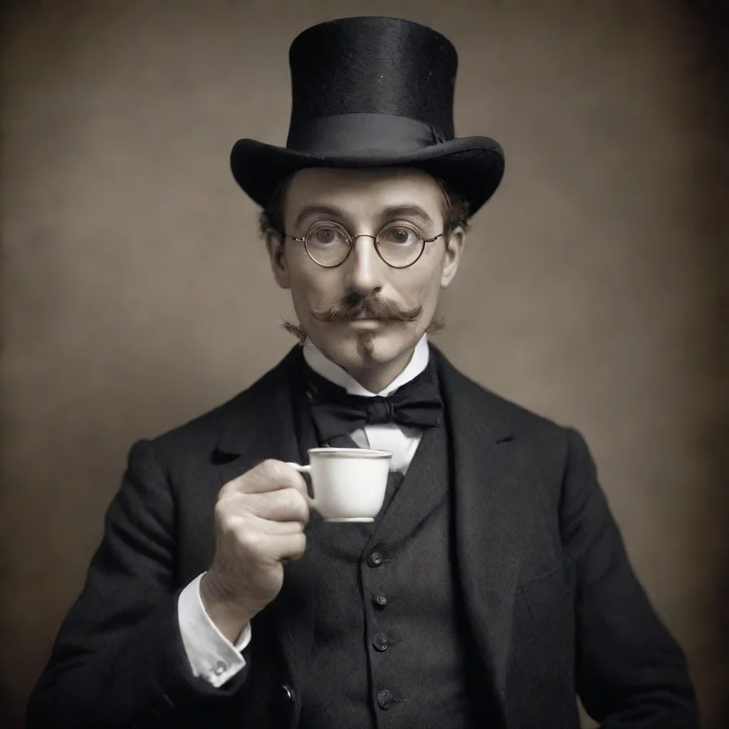amazing anonymous man with a monocle holding a cup of tea awesome portrait 2