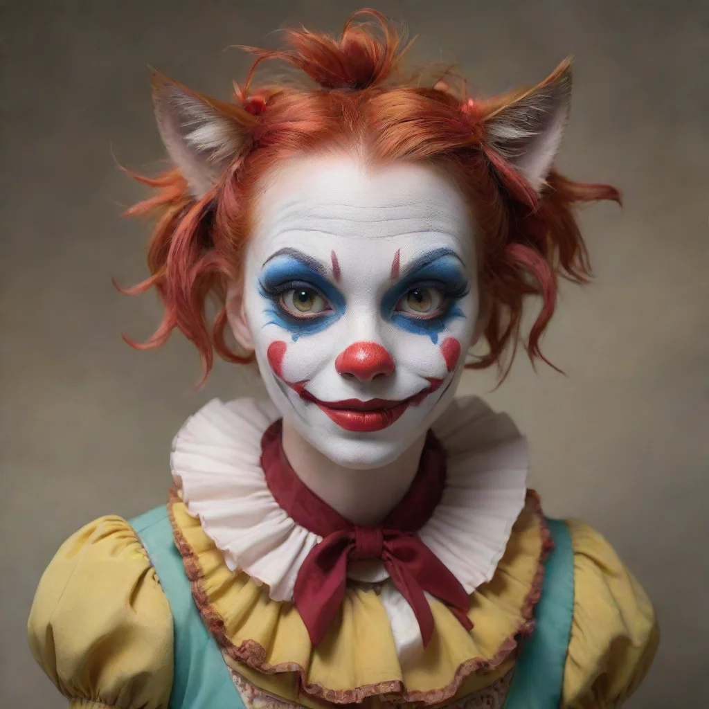 ai amazing anthro cat clown girl awesome portrait 2