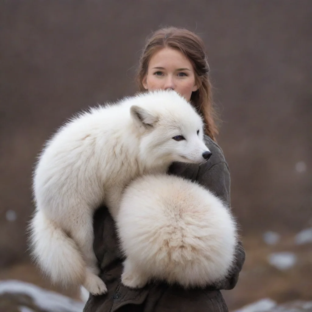 amazing arctic fox standing on human s back awesome portrait 2