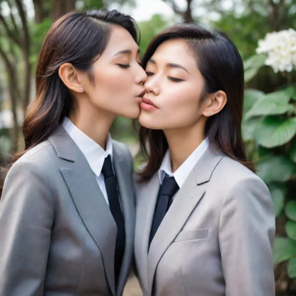 ai amazing asian female lesbian kissing with her girlfriend wearing formal suitgood looking trending fantastic 1 tall aweso