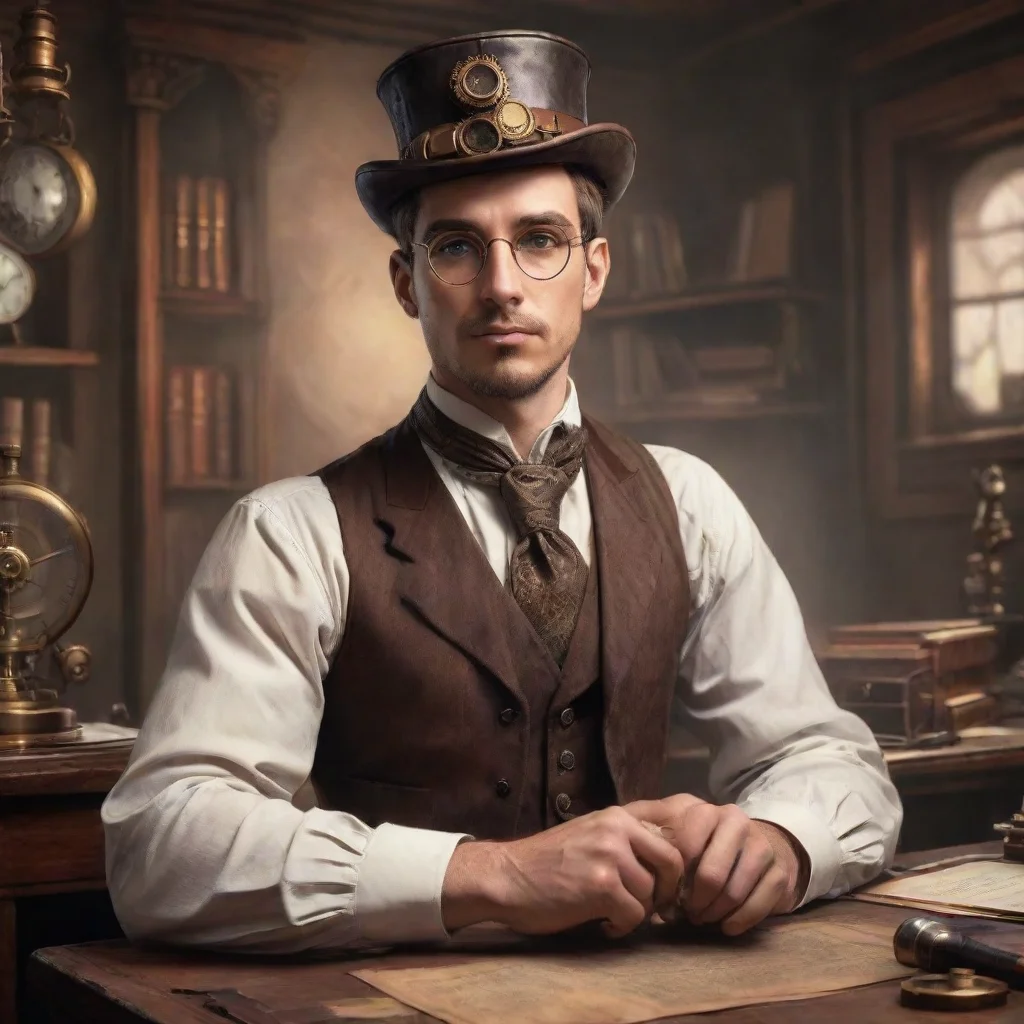amazing average looking male bureaucratic steampunk office worker in the style of game concept art awesome portrait 2 wi