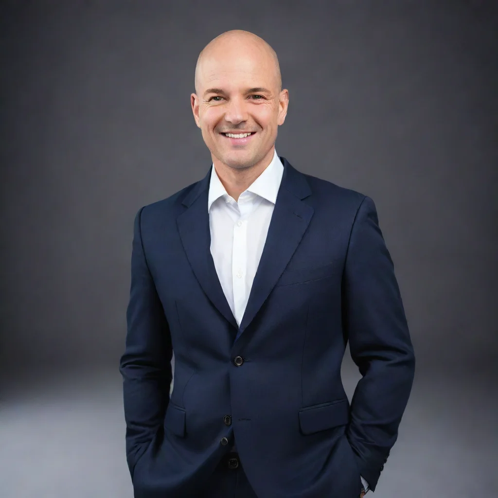 ai amazing bald business man in suit happy awesome portrait 2