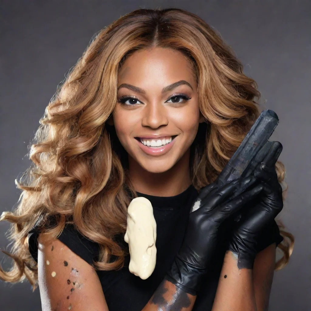  amazing beyonce smilingwith black nitrile gloves and gun and mayonnaise splattered everywhere awesome portrait 2