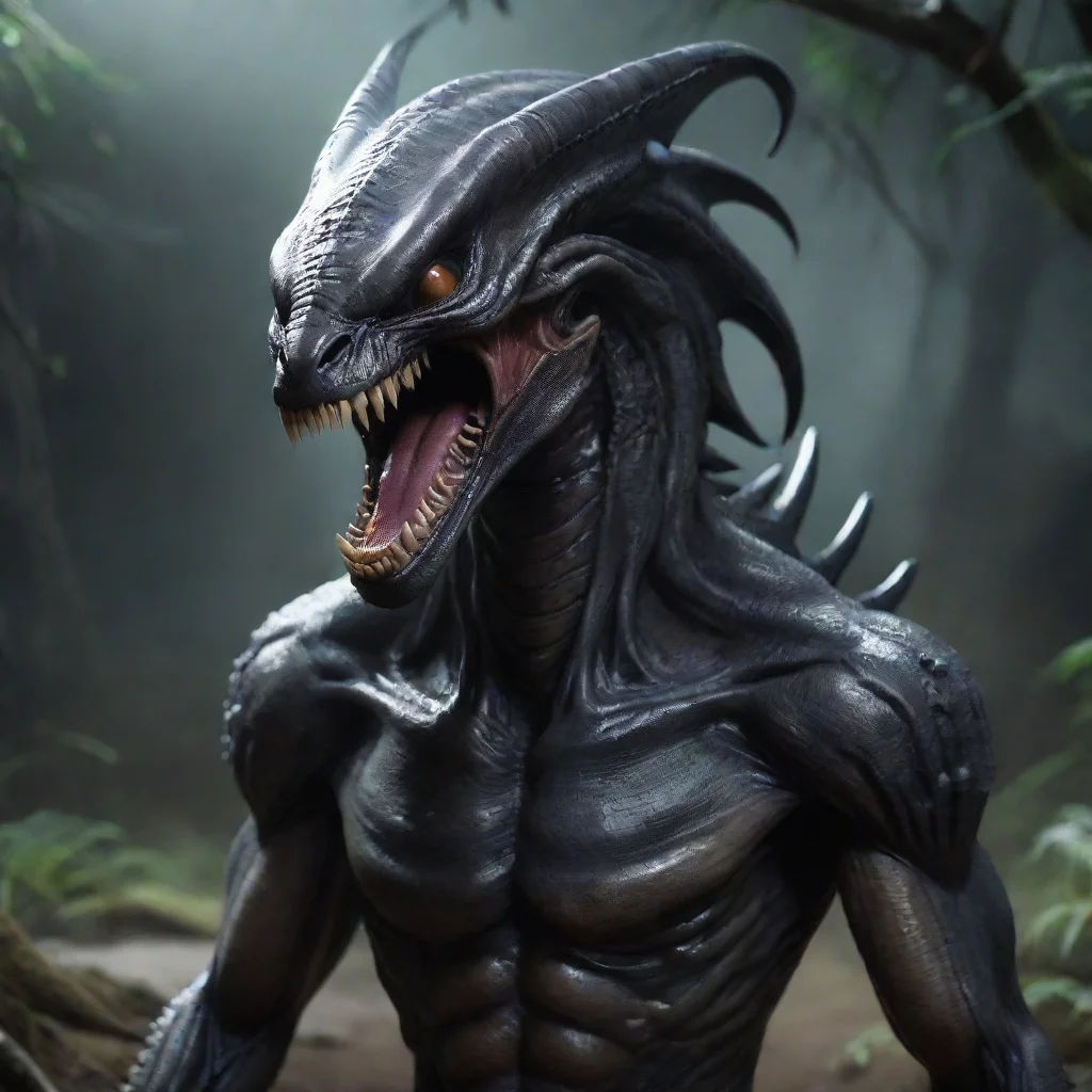 ai amazing big anthro xenomorph male wolflong headshort tail with spikeshappybig broad jawbig long teethoverlapping jawbig 