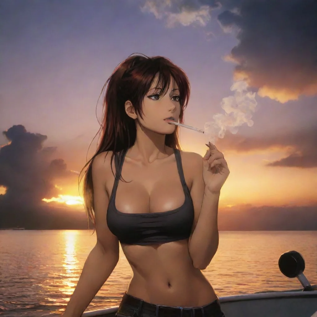  amazing black lagoon revy smoking on boat sunset awesome portrait 2