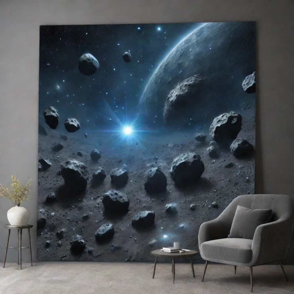ai amazing blue and grey asteroid field awesome portrait 2 wide