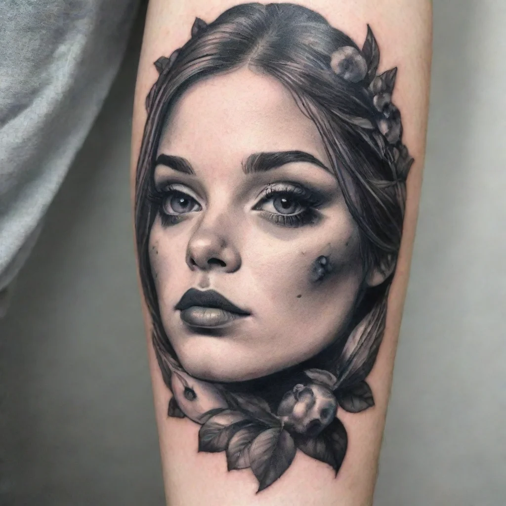 ai amazing blueberry black and white fine line tattoo awesome portrait 2