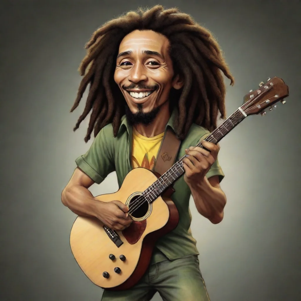 ai amazing bob marley as cartoon showing a guitarawesome portrait 2