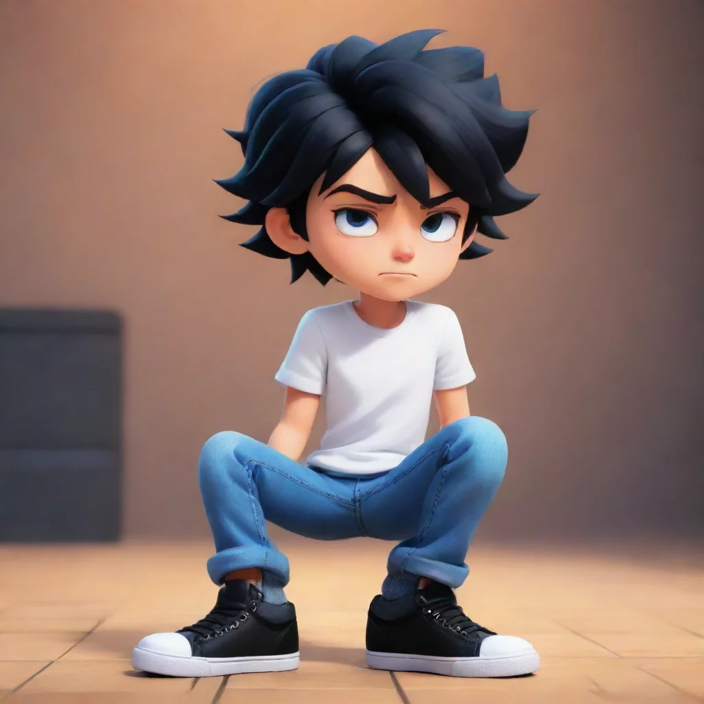 ai amazing brawl stars boy with black hairwhite shirtblue jeansand black shoesawesome portrait 2