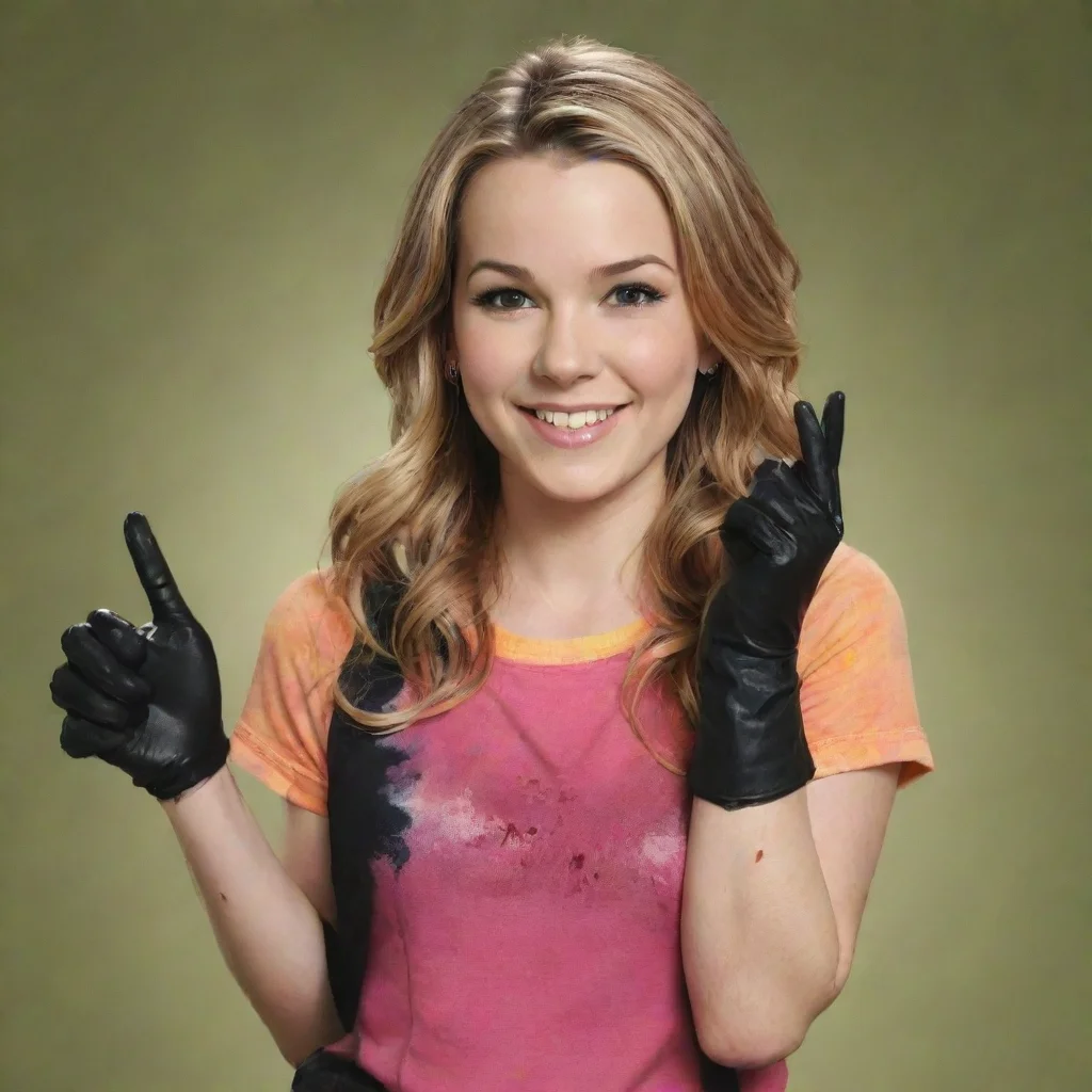  amazing bridget mendler as teddy duncanfrom good luck charliesmiling with black nitrile gloves and gun and mayonnaise sp