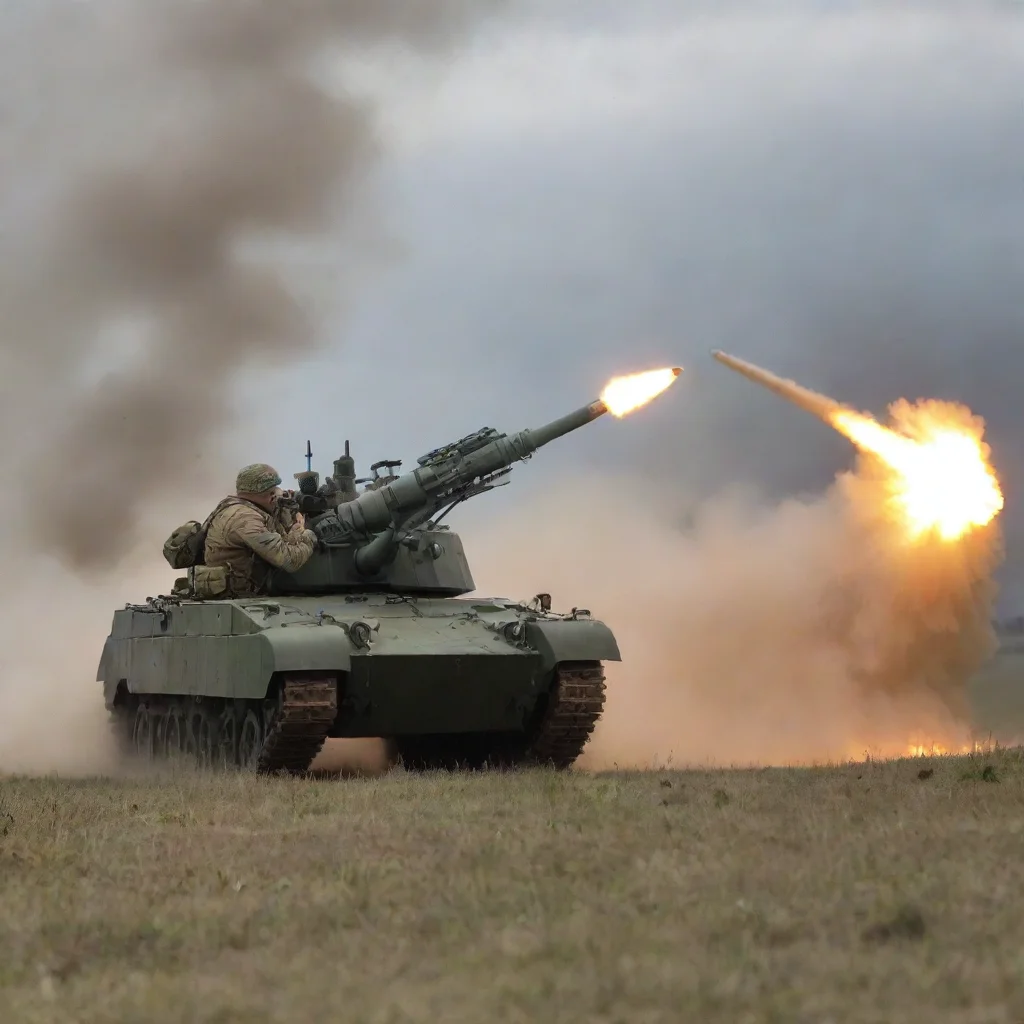 ai amazing british soldier firing an nlaw type rocket launcher at a t 72 type russian tank in the field awesome portrait 2 
