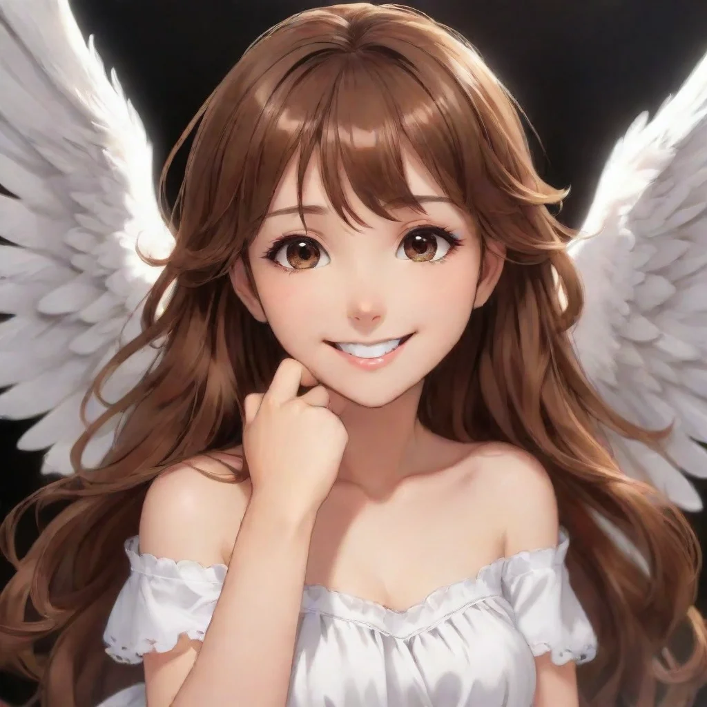 ai amazing brown haired anime angel smiling awesome portrait 2