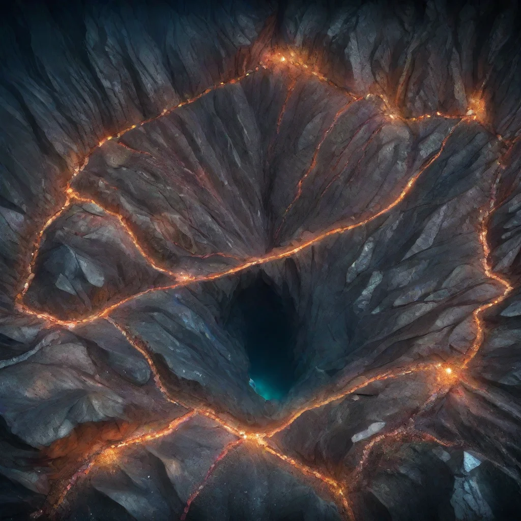 ai amazing calm geographical map of the earth view of a sprawling underground mine with a pathilluminated by clusters of lu