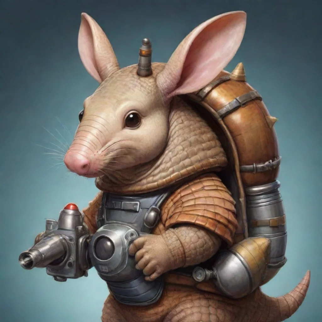 ai amazing cartoon armadillo wearing a rocket pack awesome portrait 2