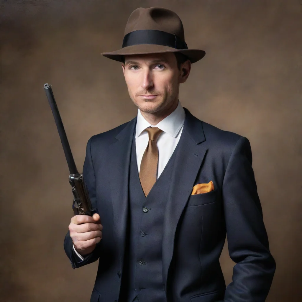ai amazing cheese man in a suitholding a gun and wearing a fedora awesome portrait 2