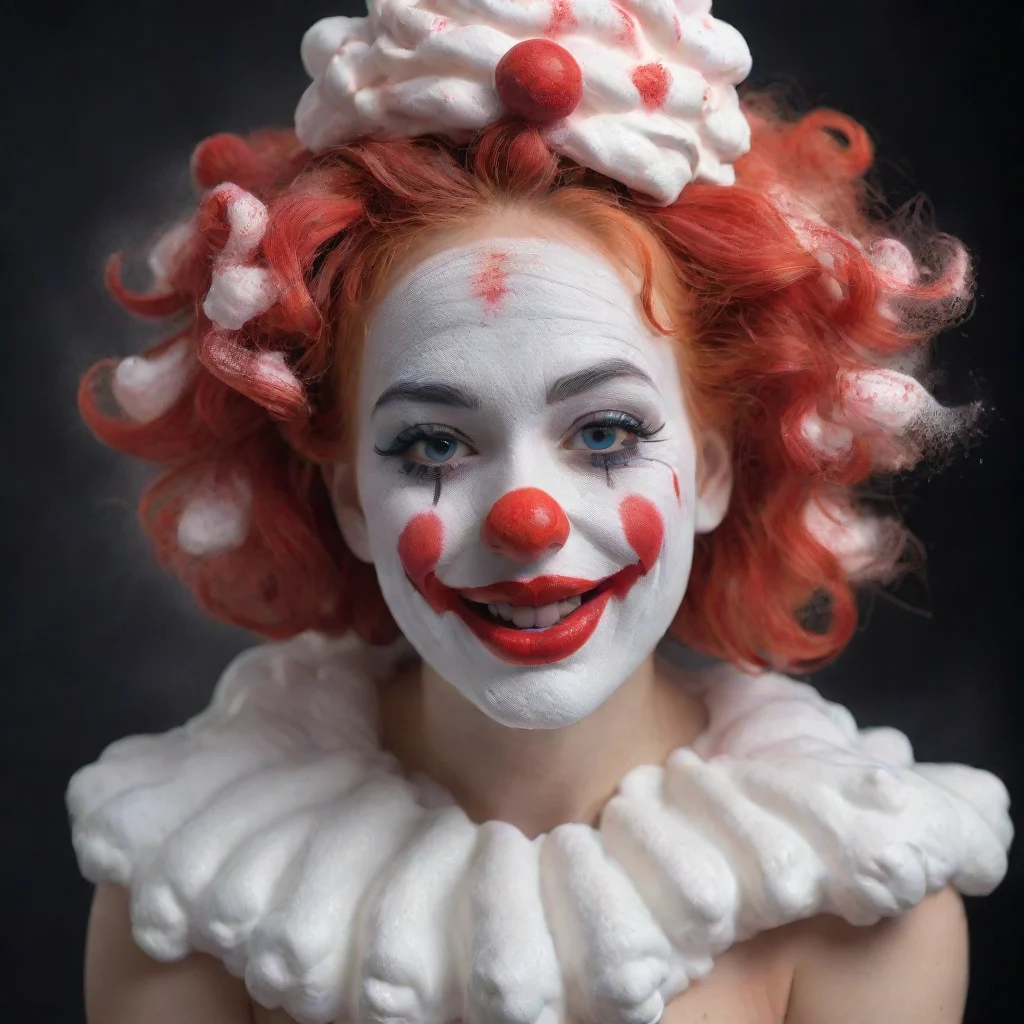 ai amazing clown girl covered in whipped cream awesome portrait 2
